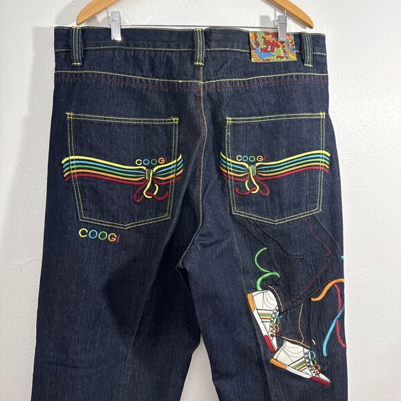 Coogi Jeans Mens 40X34 Dark Blue Straigh Leg Baggy Denim Embroidered Y2K Retro